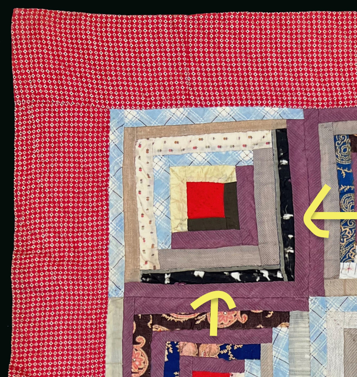 Log Cabin Crib Quilt, Straight Furrow Julie SIlber's Antique Quilt Store