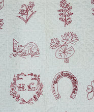 Load image into Gallery viewer, "Good Luck" Red Work Quilt