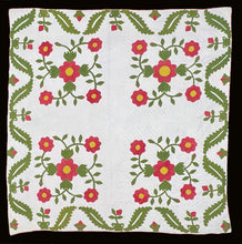 Load image into Gallery viewer, Four Block Floral Appliqué Quilt
