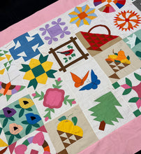 Load image into Gallery viewer, Sampler Summer Quilt with Embroidered Pattern Names
