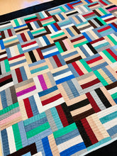 Load image into Gallery viewer, Rail Fence Quilt, Hand Quilted by Hystercine Rankin
