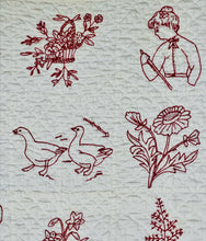 Load image into Gallery viewer, "Good Luck" Red Work Quilt
