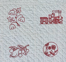 Load image into Gallery viewer, "Good Luck" Red Work Quilt
